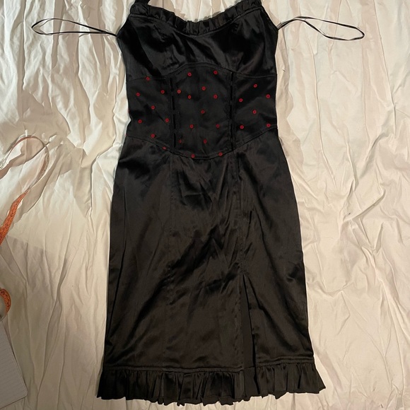 Lip Service Pin Me Up Lot: Corseted Halter Dress + fingerless satin gloves Small - Picture 10 of 10